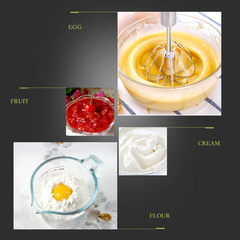 Kitchen Essential (Pack of 2): Stainless Steel Semi-Automatic Hand Whisk Mixer | Coffee, Milk & Cream Frother Tool