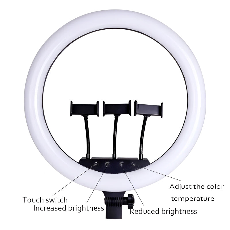 MJ18 45 CM RGB LED Soft Ring Light with 3 Phone Holders and Remote Control