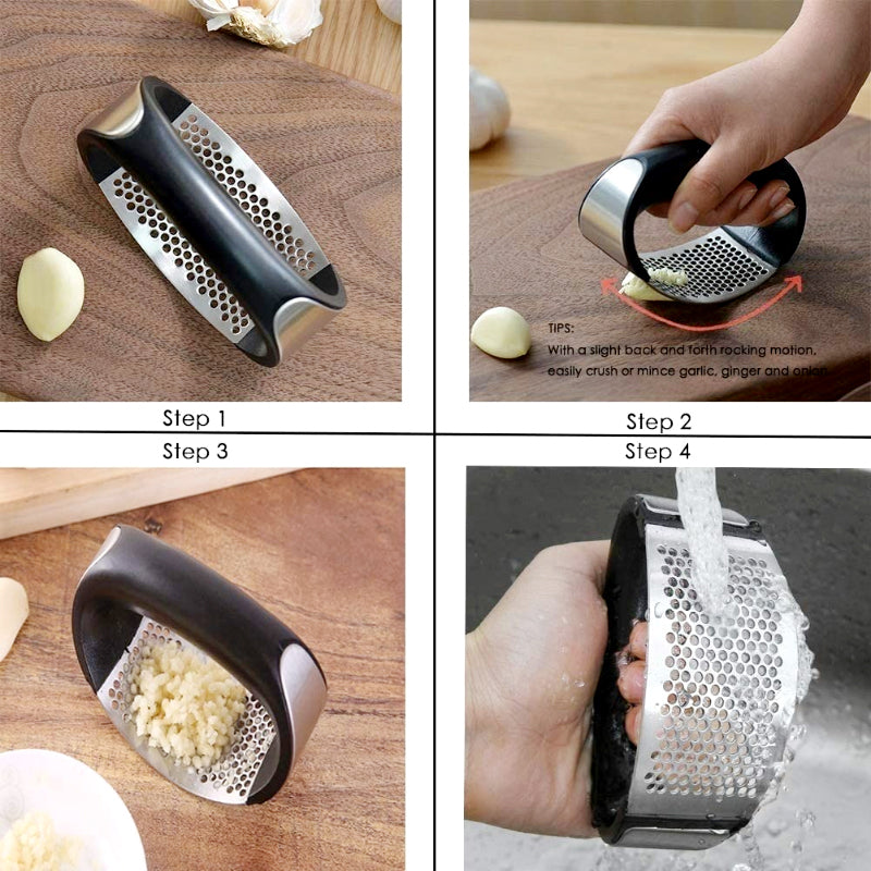 Effortless Stainless Steel Garlic Press Rocker – Ergonomic Garlic Crusher and Mincer