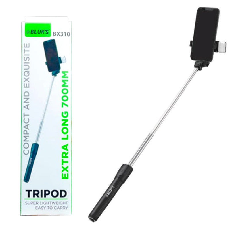 BLUK’S BX-310 Selfie Stick Tripod with Bluetooth Remote & Selfie Light – 700mm Extendable