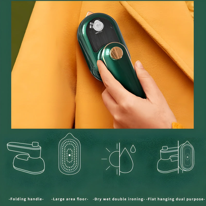 Mini Compact EV Porcelain Gold Electric Iron Effortless Precision With 130°C Constant Temperature For Efficient Dry And Wet Ironing